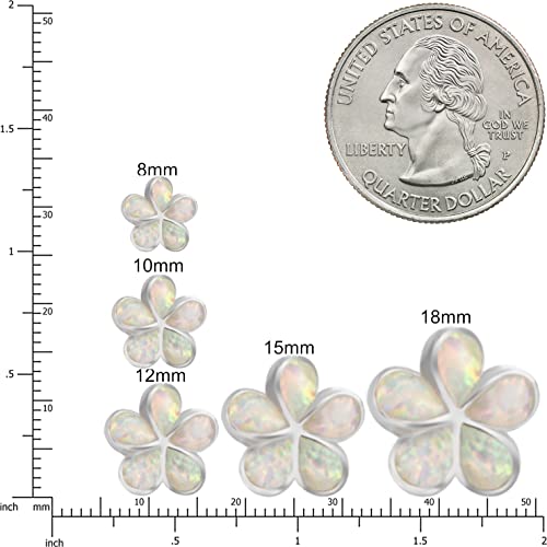 925 Sterling Silver Created Opal Hawaiian Plumeria Flower Stud Earrings, Nickel Free Hypoallergenic for Sensitive Skin, Rhodium Finished, Gift Box Included3