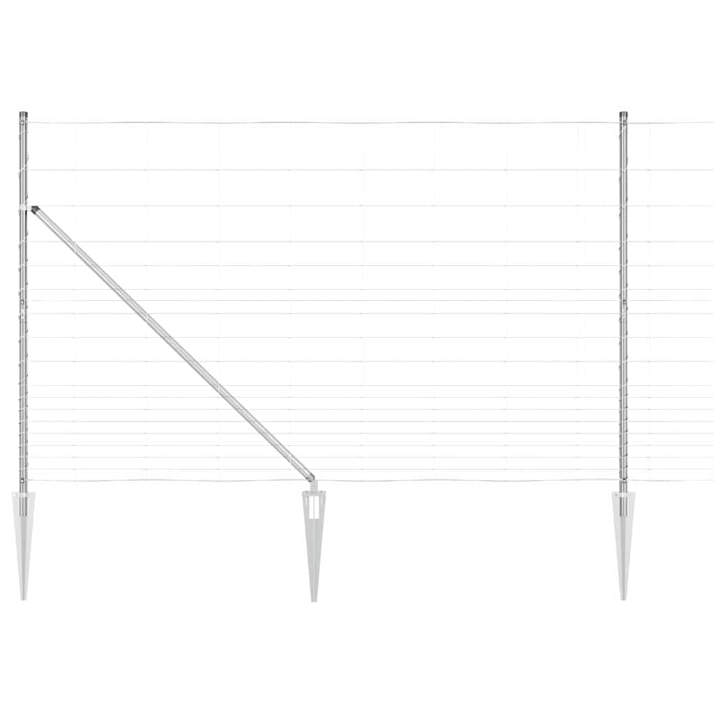 Galvanised Steel Fence Post 50 x 1.5 m Outdoor Garden Boundary Post Corrosion Resistant Heavy Duty Secure Border Fence Panel Kit with 52 Spikes for Yard Terrace Landscaping