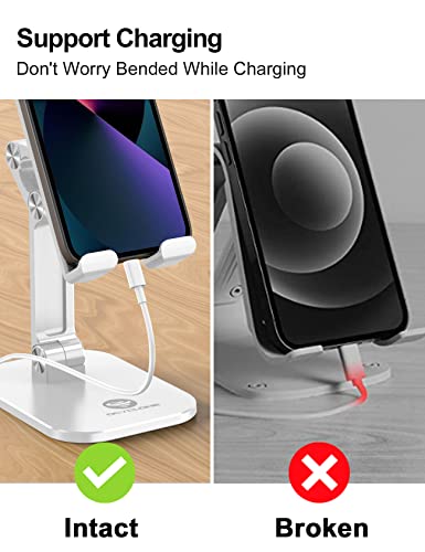 Ocyclone Cell Phone Stand, Angle Height Adjustable Iphone Stand For Desk, Foldable Cell Phone Holder Ipad Tablet Stand Compatible With 4"-12.9" Iphone 11 12 Pro Max Xr Se/Ipad/Kindle/Tablet - White #TOP7