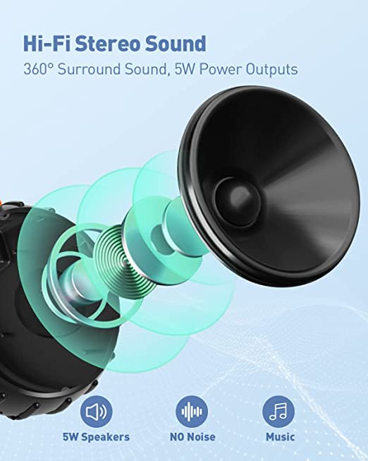 Image of (Tessco FS-344) Wireless Stereo Speaker with Rich bass with RGB Lights, IPX6 Waterproof Bass, 6-8H Playtime, Travel, Bath, Cycling (Black)