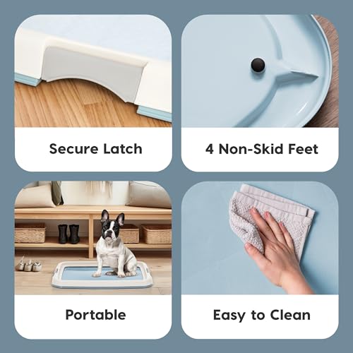 IRIS USA Pee Pad Holder for Small Sized Dog and Puppy Pee Pads, Secured Latches, Non-Skid Feet, High Polish Finish for Easy Cleaning, Leak Protection, Fits 43x58 cm Pad, Blue - Image 5