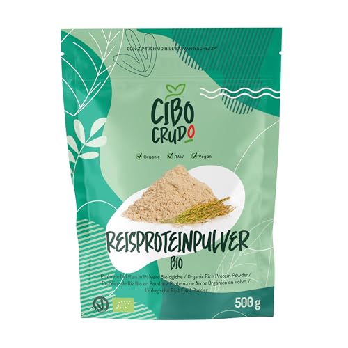 Reisprotein Pulver Bio - 500g. Reis Protein Pulver Vegan und Glutenfrei. Reisproteinpulver aus Kontrolliert Biologischem Anbau. Organic Rice Protein Powder.