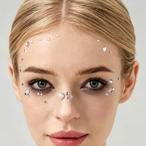 Image of Teenitor 760pcs Face Gems Hair Gems Self-Adhesive Rhinestone Gem for Women