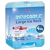 Sport Temp Reusable Large Ice Pack (4 Pack) Long Lasting - Perfect for Keeping Food Or Beverages Cold, Coolers, Camping, Beach Coolers, Hiking & More, Clear Blue