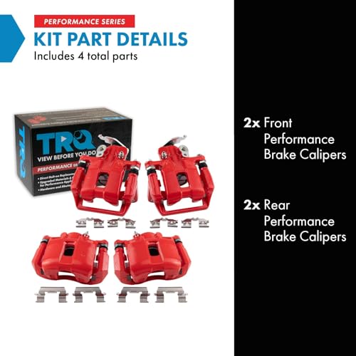 Image of TRQ Performance Front and Rear Brake Caliper Set Coated Brackets Hardware Compatible with 2009-2014 Acura TSX 2008-2012 Honda Accord