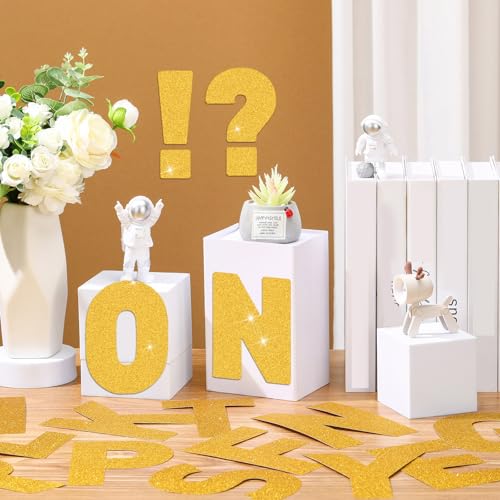 Image of Harloon 232 Pcs Large Glitter Letter Stickers 24 Sheets Classroom Bulletin Boards Decorations Big Font Alphabet Letter Self Adhesive Letters Stickers Back to School Decor DIY Craft(Gold,6 Inch)