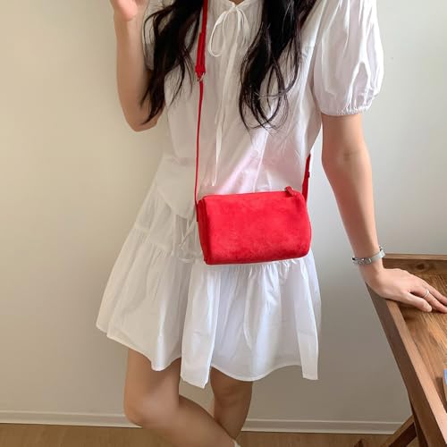 Women's Shoulder Bag Velvety Textured Fabric Spacious Interior Modern Colors 2025 Collection Multi Pocket Suedes Bag3