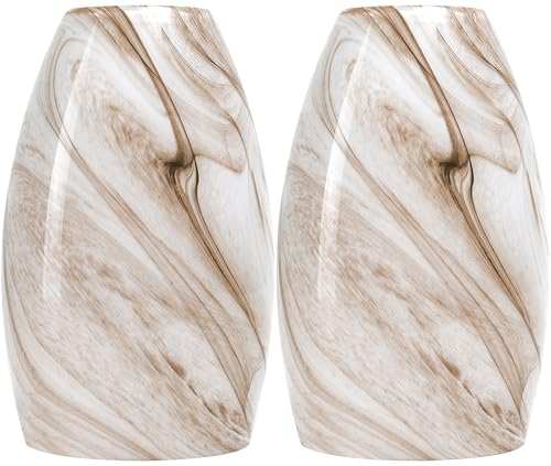 Image of GO&SO Glass Pendant Lamp Shade Set of 2,7.8 inch H x 4 inch D,Honey-Bronze Gradient | 1.57 inch Fitter E26 Base,Oval Chandelier Shades for Kitchen Island,Hanging Light Shades,Hand-Blown Art Fixtures