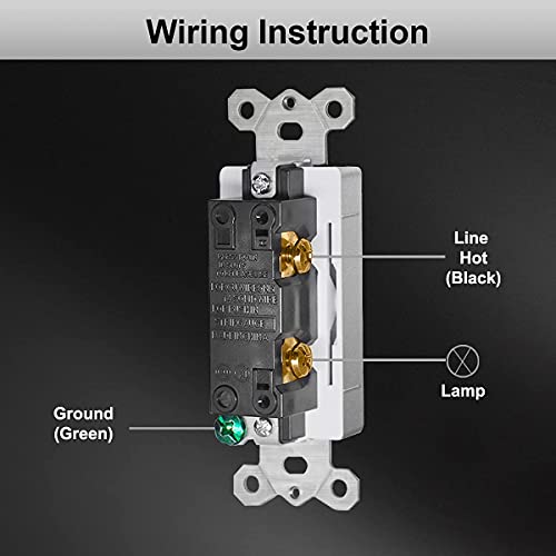 [10 Pack] Bestten Silver Single Pole Light Switch With Screwless Wallplate, Decorator Wall Switch, On/Off Rocker Paddle Interrupter For Led And Other Lamps, Signature Collection, 15A 120V, Ul Certifi #TOP4