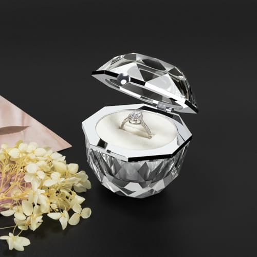 Wislist Crystal Ring Box for Proposal Diamond Ring Jewelry Velvet