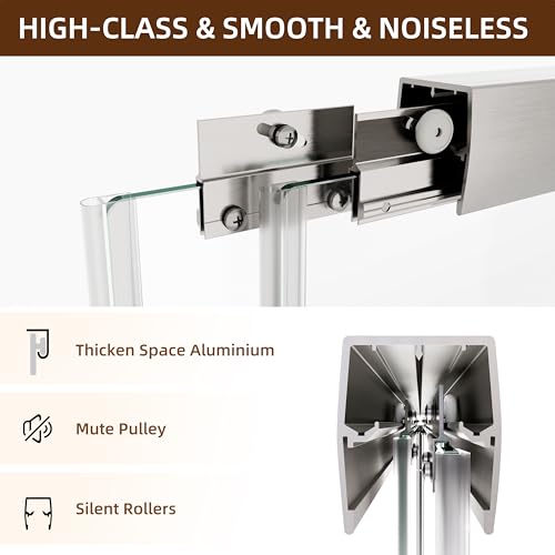 Image of Royal Guard Double Sliding Shower Door,56-60 inch W x 70 inch H,Brush Nickel