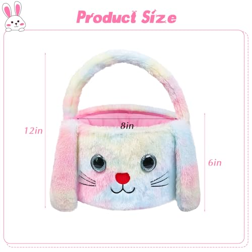 Baby's First Easter Basket, Personalized Stuffed Plush Bunny Easter Baskets, Colorful Egg Hanting Basket Easter Decor, My Easter Basket Decorations for Baby Kids Girls Boys Gifts Party Supplies