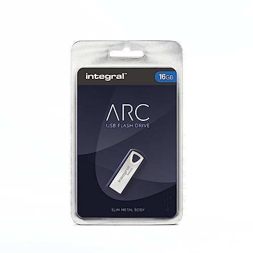 Image of Integral 16GB USB Memory 2.0 Flash Drive Arc with metal casing for keyring, a stylish and elegant solution to transfer and back-up your files