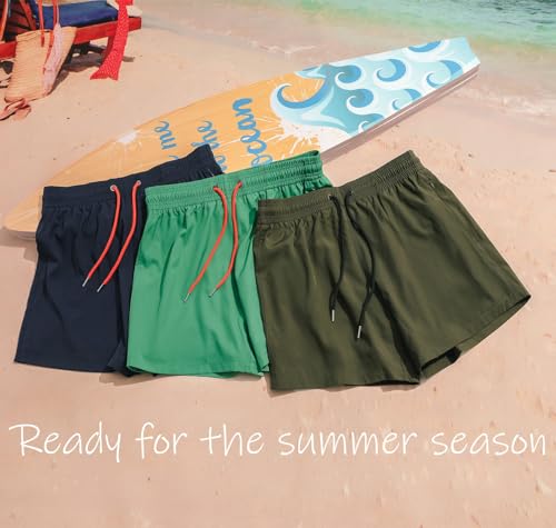 Image of BRISIRA Mens Swim Trunks Swim Shorts Quick Dry 5 inch Inseam Beach Shorts with Compression Liner and Zipper Pocket