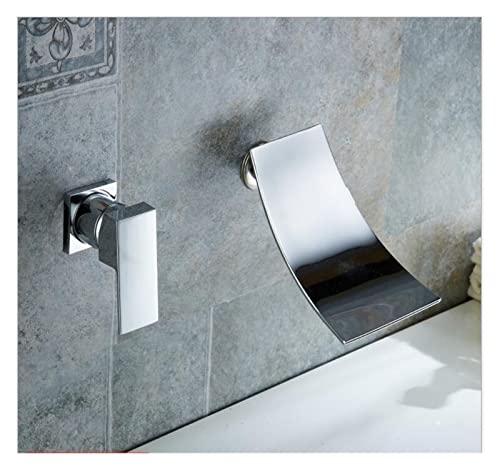 Robinet de lavabo cascade mural mitigeur de salle de bains en laiton - 2
