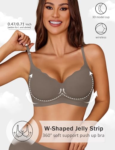 Image of Avidlove Bras for Women No Underwire Seamless Push Up Bra Wireless Soft Bralettes Scalloped Full Coverage Everyday Bra