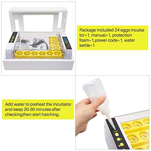MUYIRTED Inkubator Hühner 24 Eier Brutmaschine Vollautomatisch Brutautomat Wachteln Enteneier Geflügel Egg Incubator… – Bild 6