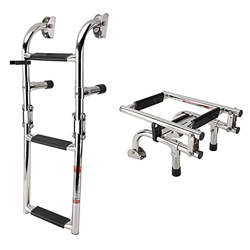 Escalera plegable para piscina de 3 pasos de acero inoxidable miniatura 1