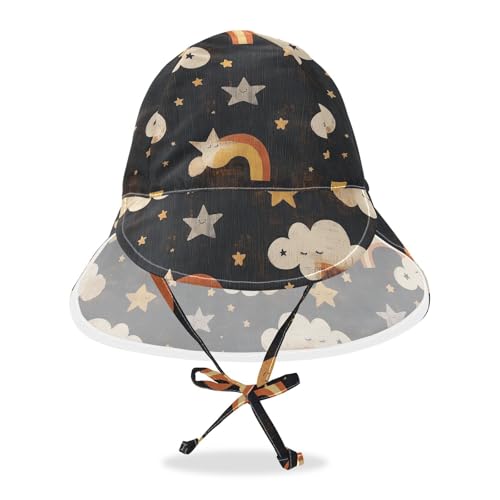 Black Retro Unicorns Baby Sunhat Boy Beach Caps Toddler Girl UPF 50+ Wide Brim Traveling Camping