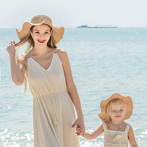 2 pcs sombrero de paja para niña y adulto miniatura 2