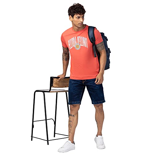 Image of Spykar Round Neck Half Sleeves Blended Slim Fit T-Shirt for Men