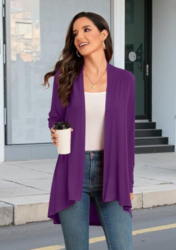 Image of Anymiss Womens Long Cardigans Spring Lightweight Jackets S-2XL Knit Kimono