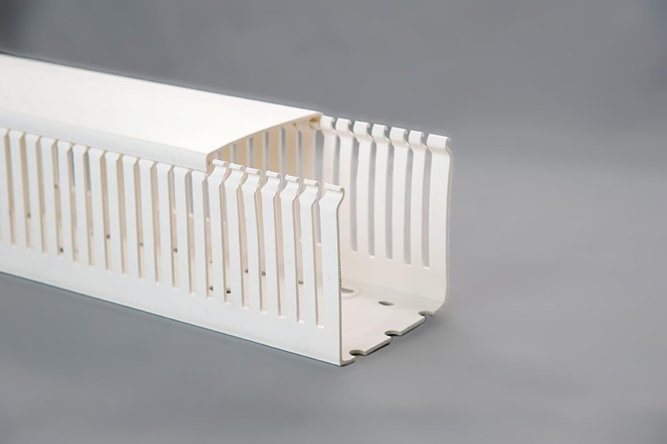 3x3-Inch Open Slot Wiring Cable Management Raceway Duct with Cover Lid, 2 Meter - White