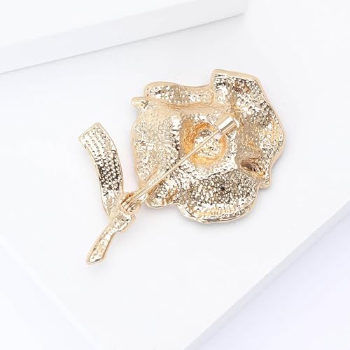 Image of Rhinestone Flower Brooches for Women Enamel Floral Brooch Lapel Pins for Mom Wife Elegant Dress Accessories Mother's Day Jewelry Gifts