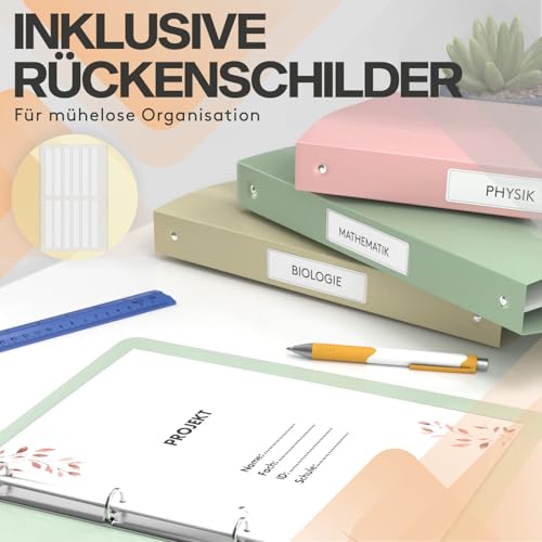ACROPAQ - 8 x Ringbuch A4 | 4 Ringen | Mit Rückenetiketten, Rückenbreite 3,5 cm, Erde, Natur Farbkollektion - Ringhefter, Ringordner, Ordner A4 Schmal, Ringmappe A4, Schulordner