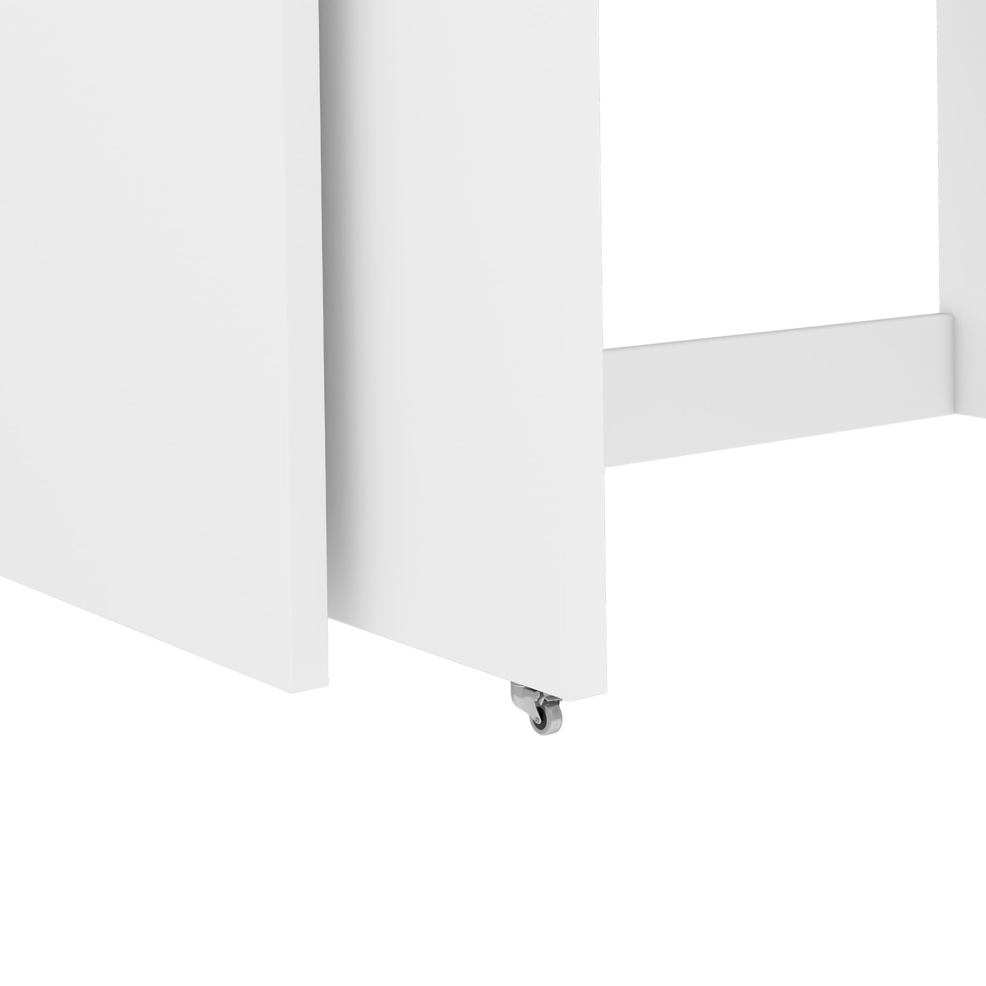 Escritorio plegable, escritorio con cajones, escritorio de esquina, aparador, escritorio de estantería, escritorio compacto 2 en 1, extensible, ruedas equipadas, 110 × 40 × 78 cm (blanco)