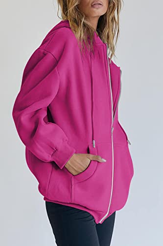 Efan Women's Hoodies 2023 Fall Jacket Teen Girls Sweater Long Sleeve Sweatshirts Casual Tops Zip Up Trendy Clothes Hot Pink #TOP1