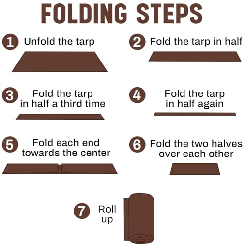 Image of 1 Pack 20 x 20 ft Brown Tarps Heavy Duty 5.5 Mil Waterproof Durable, Water Resistant, Rip & Tear Proof, Reinforced Edges, Multipurpose Firewood, Farm, Camping, Roof, Boat & Emergency Shelter