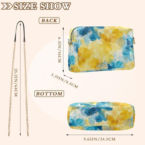 KLL Abstract Watercolor Flower Lemon Yellow Light Blue Fashion Crossbody Small Bags For Women Vegan Leather Casual Purse Waterproof Shoulder Handbags For Women3