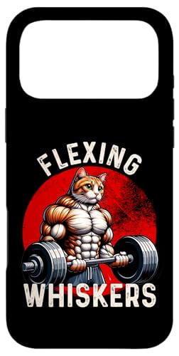 Flexing Whiskers 面白い猫ジム ウェイトリフティング フィットネス スマホケース iPhone 17 Pro Max 用