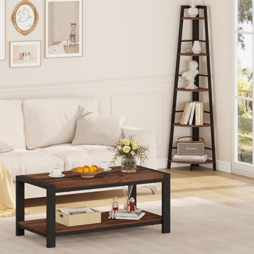 BON AUGURE Farmhouse Coffee Table for Living Room and 5-Tier