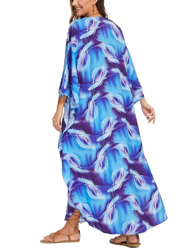 Image of Moss Rose Kaftan Dresses for Women V Neck Summer Swimsuit Cover up Caftan Maxi Beach Dresses
