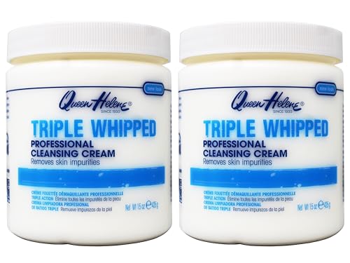 Queen Helene Triple Whipped Professional Cleansing Cream – Rich Fluffy Texture Gently Removes Skin Impurities, Leaves Skin Soft, Smooth, and Refreshed – 15 oz (Pack of 2)
