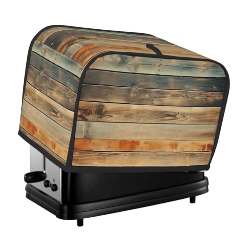 Wood Vintage Toaster Cover 2 Slice, colorful board Toaster Cozy with Pocket Stain Resistant Dustproof Kitchen Small Appliance Protector