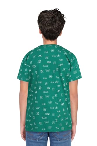 Image of Allen Solly Boys' Crew Neck T‑Shirt | All‑Over Print Design, Soft Cotton Fabric, Comfortable Casual Wear