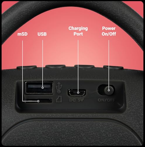 Image of Zebronics Zeb-County Wireless Bluetooth Portable Speaker with Supporting Carry Handle, USB, SD Card, AUX, FM & Call Function. (Black+Red)