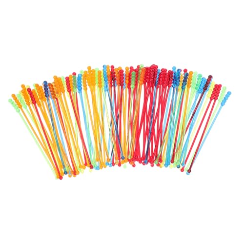 Unomor 100pcs Plastic Stirrer Sticks Replacement Stirrers for Coffee Tea Juice Long Ice Spoon Design