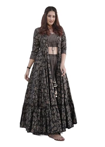 Shri Balaji Silk & Cotton Saree Emporium Indo-Western Festival Party Stitched Printed Muslin Top Palazzo & Jacket 2673