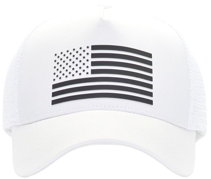 Image of USA Flag Snapback Hat Fits One Size&XXL /3XL - Mens Mesh Trucker Ball Hats - US 250th Anniversary Veterans Memorial Day Gifts