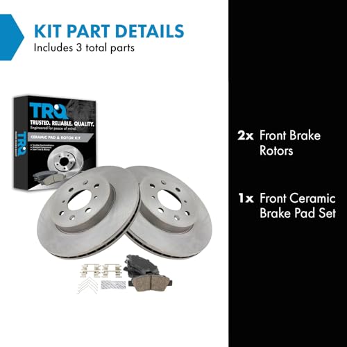 image for TRQ Front Brake Pad & Rotor Kit Brake Pads Brake Rotor Ceramic Compati
