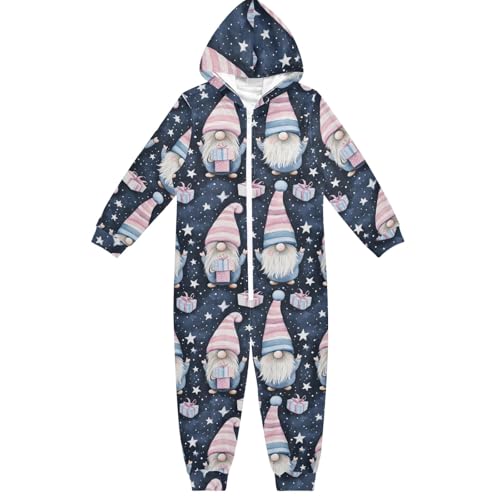 CHIFIGNO Enterizo de una pieza para niños, disfraz de Halloween, Navidad, cosplay, ropa para el hogar, niños y niñas, Lindos gnomos estrellas azules, 4 años