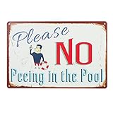 DOITOOL Vintage Schwimmbad Metallschild Pool Safety Sign mit Lustigem Slogan Poolhaus Dekoration Einfache Montage für Außenbereich und Poolwand