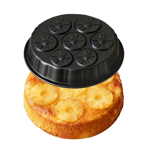 WPffvv Pineapple Upside Down Cake Pan - 8-Cup Large Pineapple Cake Mold Nonstick Reusable Homemade Decorative Baking Cup for Large Family Gatherings and Parties