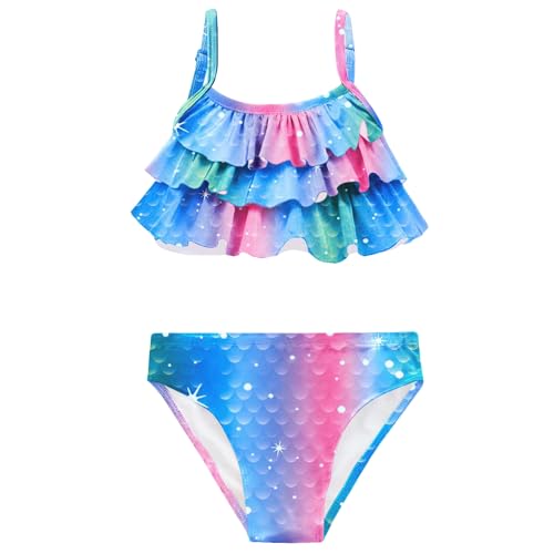 Image of GALLDEALS Girls 3 Piece Swimsuit Bathing Suits Bikini with Cover Up Skirt 3 to 12 Years