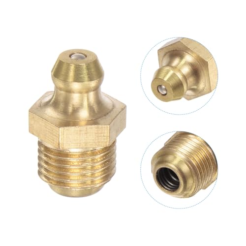 Image of uxcell Brass Straight Grease Fitting M10 x 1mm Thread Hydraulic Grease Fitting Accessories, 40Pcs