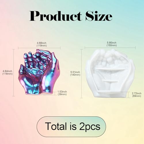 UR URLIFEHALL 2 Pcs 3D Hand Silicone Moulds Resin Tray Silicone Moulds Ashtray Succulent Pot Moulds for Holder Container Display Making - Image 2